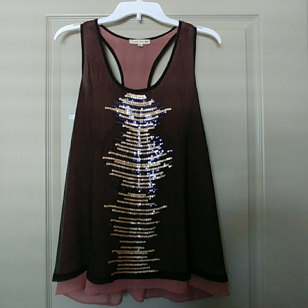Double Zero Black/ Mauve Racerback w/ Sequin